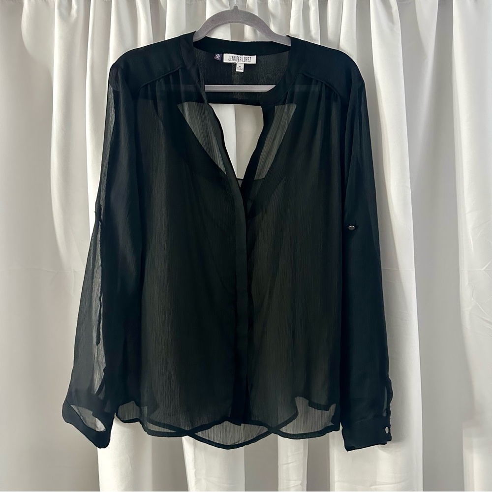 Jennifer Lopez Sheer Black Blouse